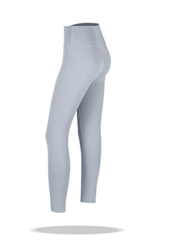 Seamless breathable women's fitness leggings SF0165 in light gray, perfect for yoga with elastic waistband and full-length coverage.